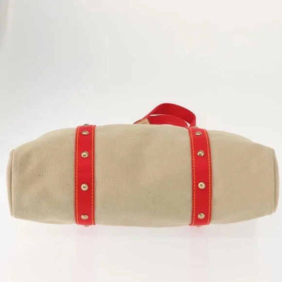 LOUIS VUITTON Antigua Hippo GM Tote Bag Beige Red M40032 LV Auth BA7007 - Picture 8 of 16